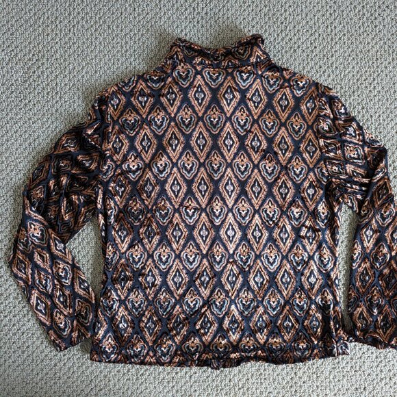 Vintage copper metallic shirt, sheer on the black part of the pattern -stunning! - Picture 4 of 10